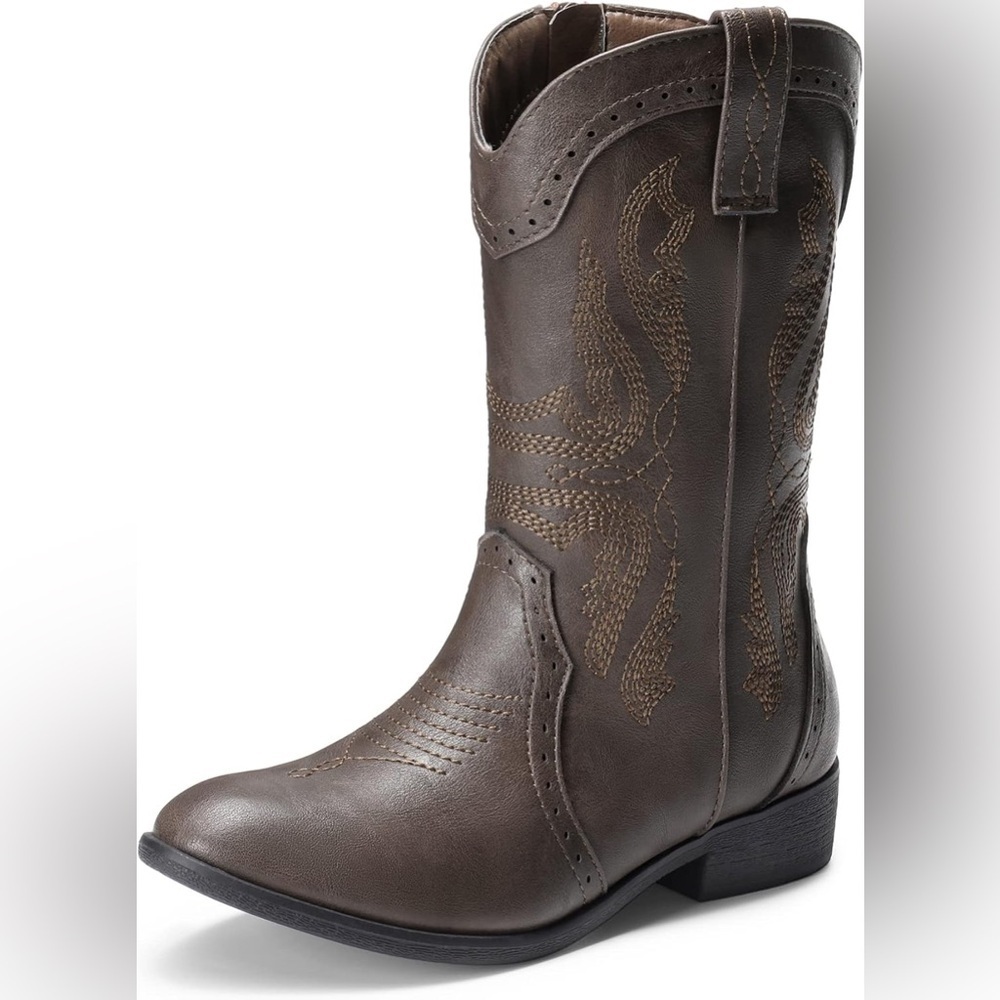 Dream Pairs Brown Kids Cowboy Boots